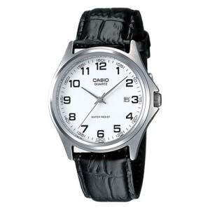 Casio MTP 1183E 7BDF Silver White Black Leather